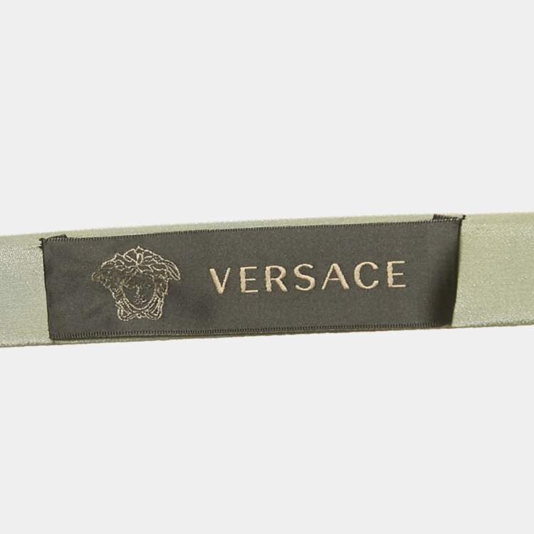 Pre Owned Versace Blue Abstract Print Silk Lace-Up Mini Dress L