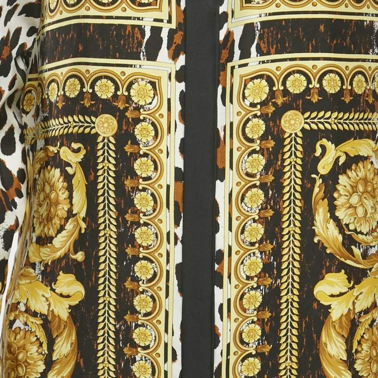 Pre Owned Versace Tribute Black Silk Wild Baroque SS 1992 Shirt Dress M