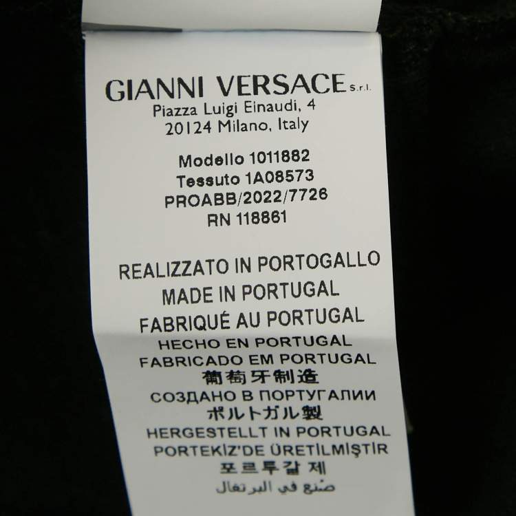 Pre Owned Versace Black Logo Embroidery Cotton Crew Neck T-Shirt M