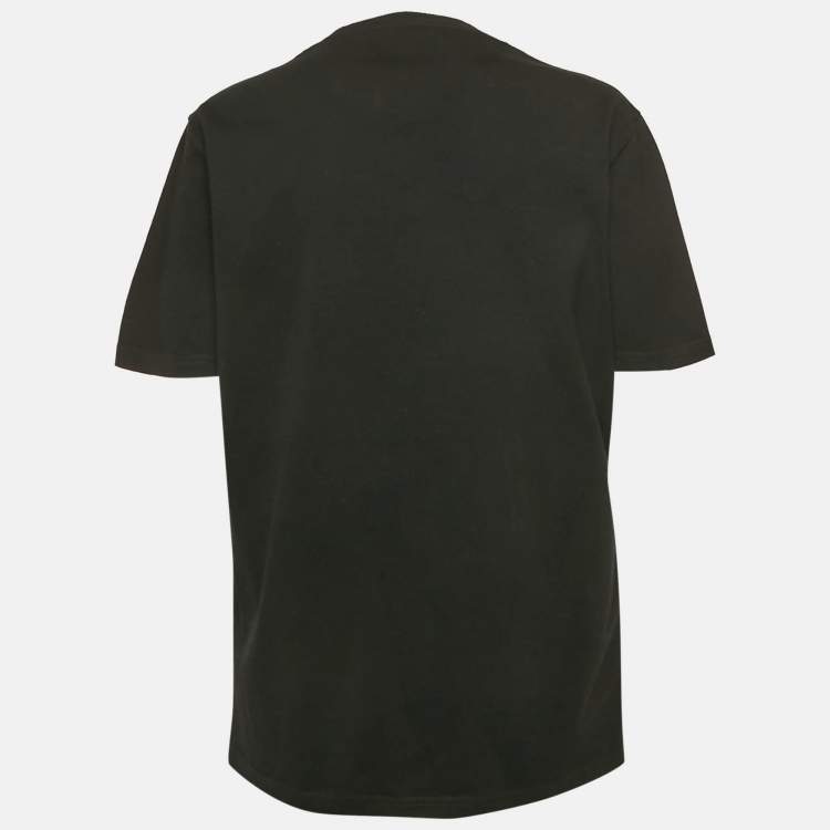Pre Owned Versace Black Logo Embroidery Cotton Crew Neck T-Shirt M
