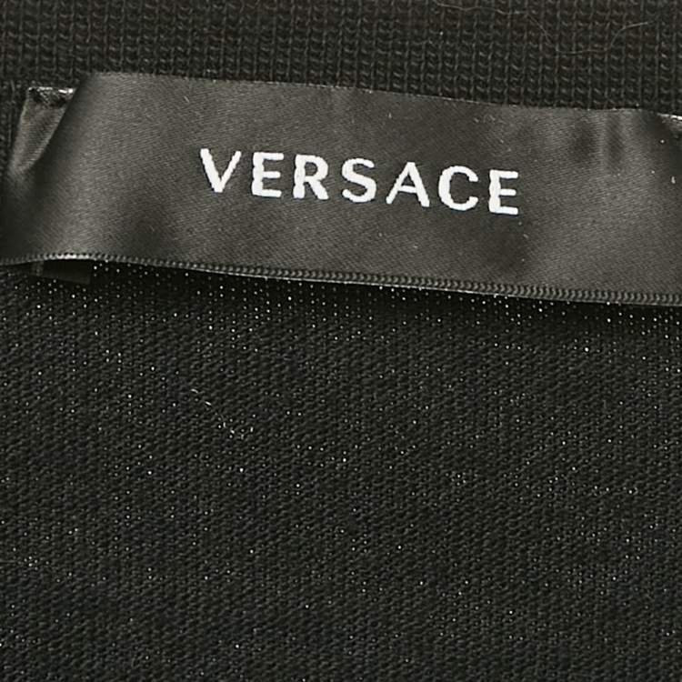 Pre Owned Versace Black Logo Embroidery Cotton Crew Neck T-Shirt M