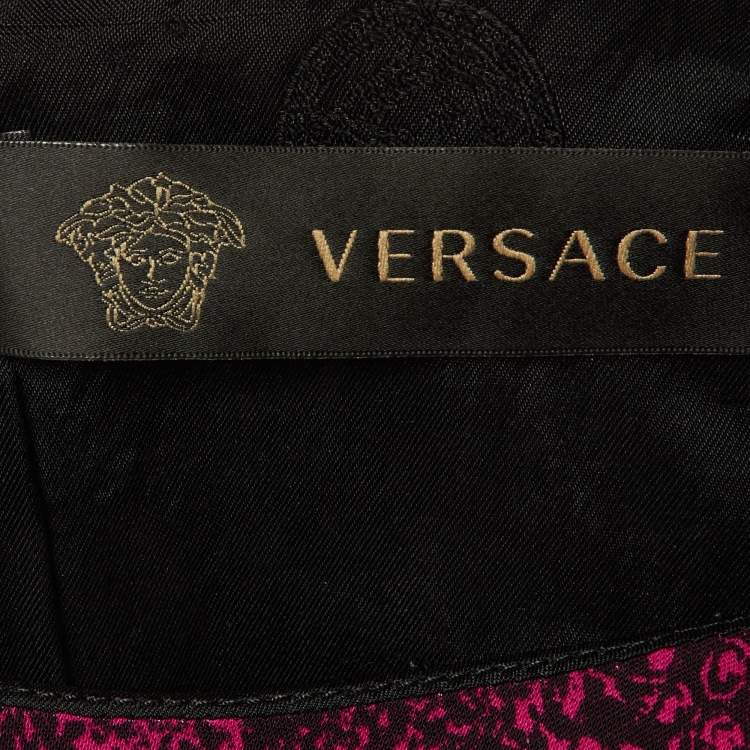 Pre Owned Versace Pink Baroque Snake Print Crepe Sleeveless Dress M