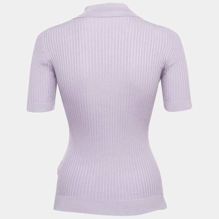 Pre Owned Versace Purple Rib Knit Top S