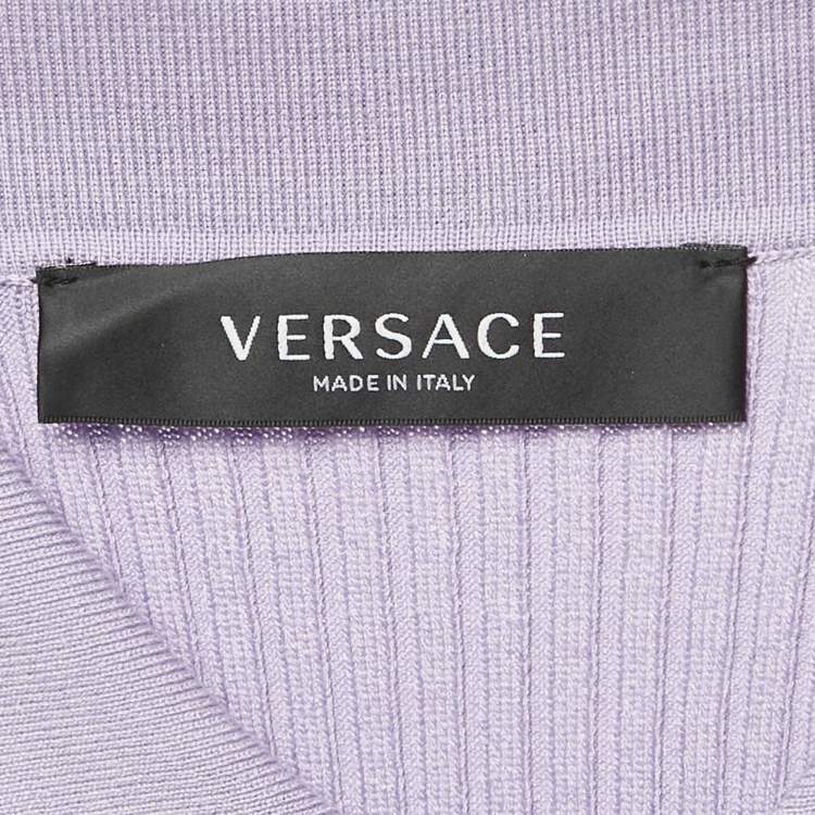 Pre Owned Versace Purple Rib Knit Top S