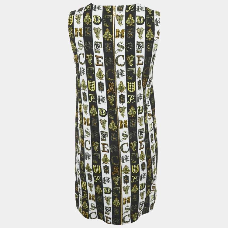 Pre Owned Versace Black/White Printed Crepe Sleeveless Dress M