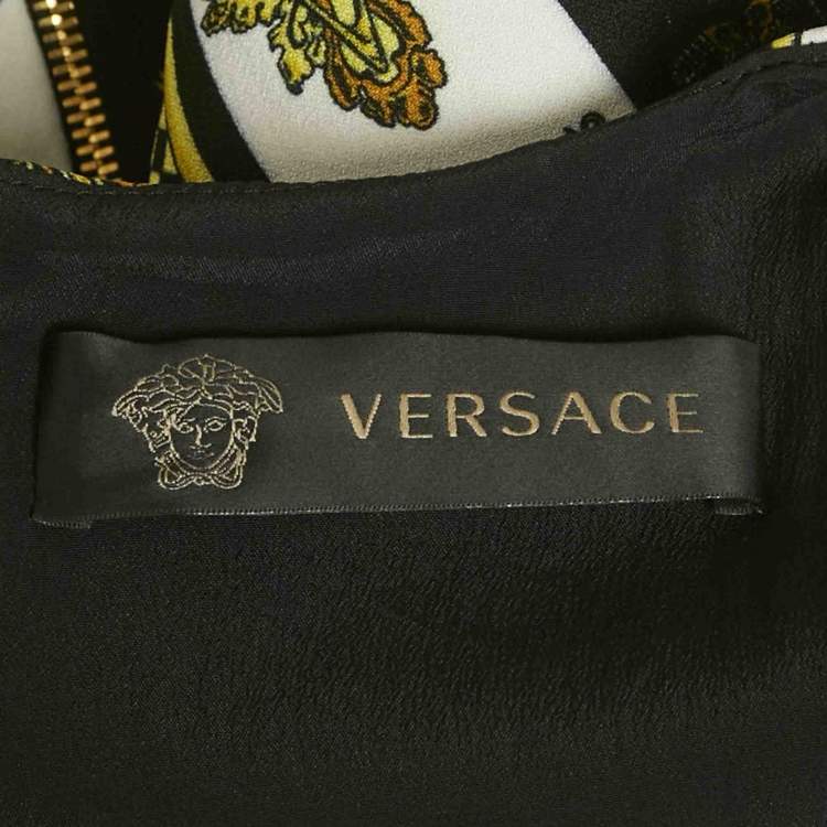 Pre Owned Versace Black/White Printed Crepe Sleeveless Dress M