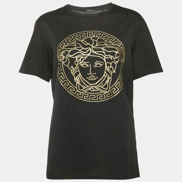 Pre Owned Versace Black Medusa Print Jersey T-Shirt M