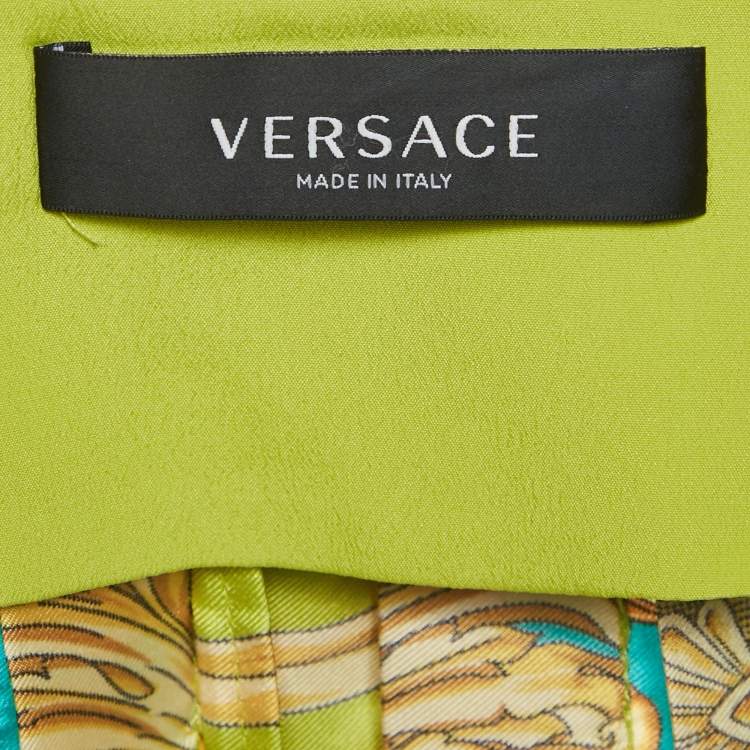 Pre Owned Versace Multicolor Medusa Print Pin Detail Mini Wrap Skirt L 