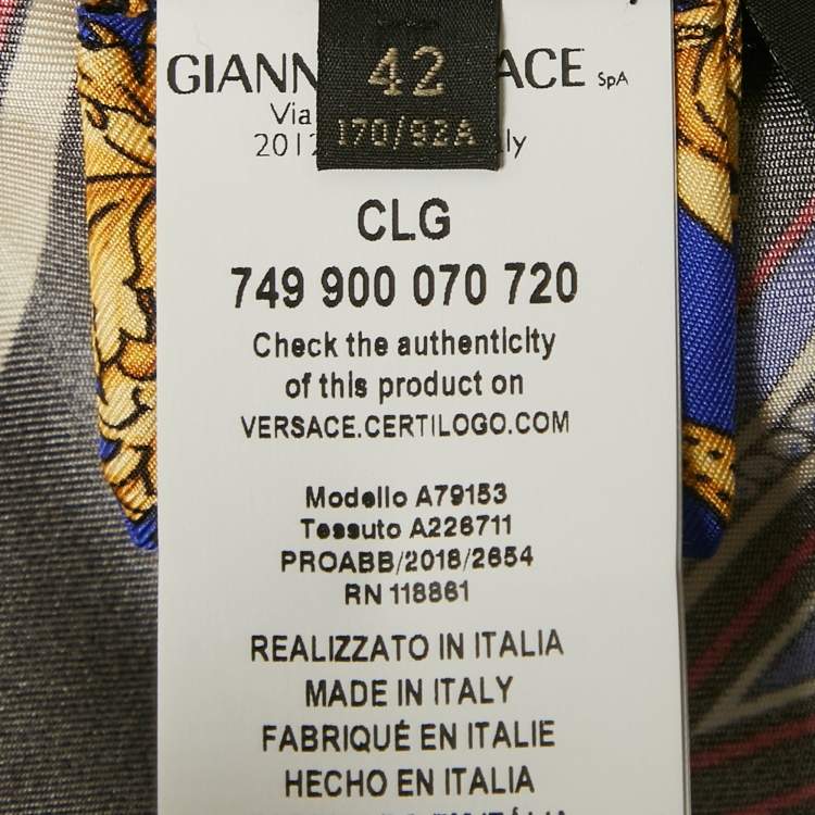Pre Owned Versace Multicolor Baroque Print Silk Button Front Shirt M