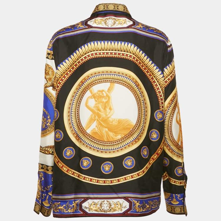 Pre Owned Versace Multicolor Baroque Print Silk Button Front Shirt M