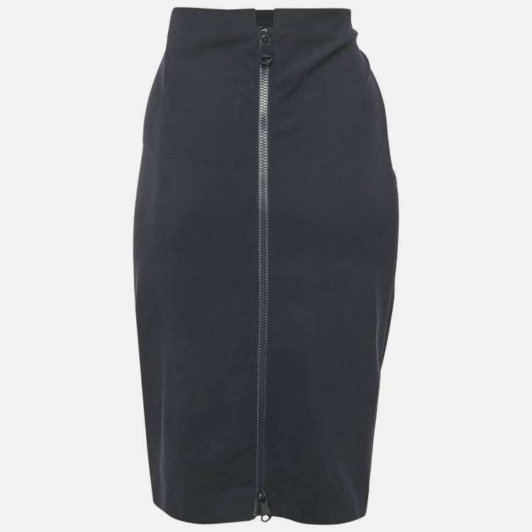Pre Owned Versace Navy Blue Knit Knee Length Skirt L