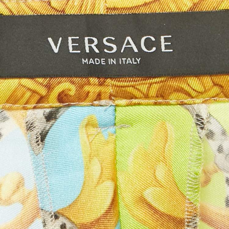 Pre Owned Versace Multicolor Barocco Acanthus Print Satin Shorts S
