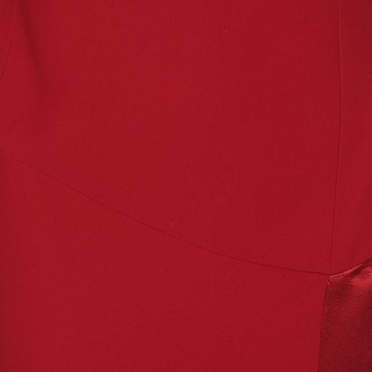 Pre Owned Versace Red Silk Embellished One Off Shoulder Dress M