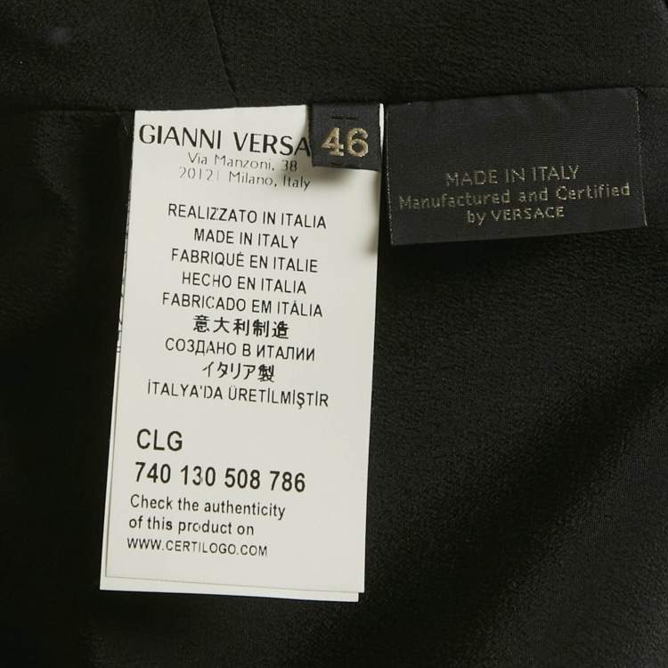Pre Owned  Versace Black Silk Cut Out Neck Paneled Mini Dress L