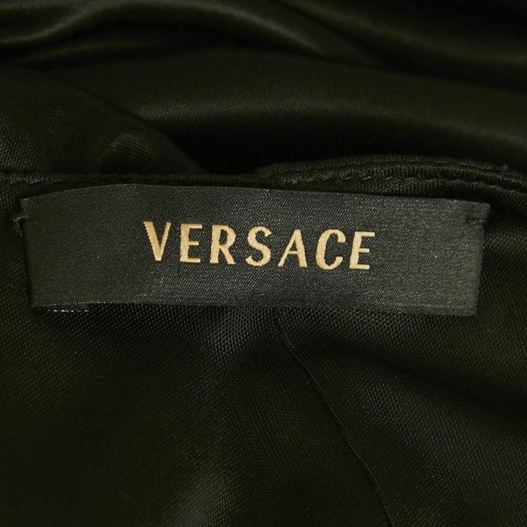 Pre Owned Versace Black Jersey & Silk Halter Neck Backless Belted Mini Dress M