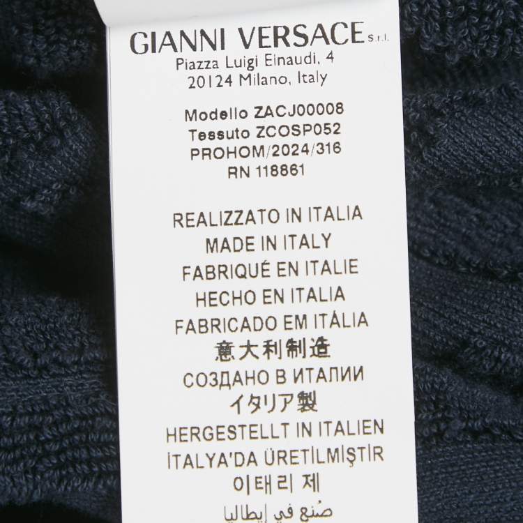 Pre Owned Versace Navy Blue Monogram Medusa Amplified Terry Bathrobe S 