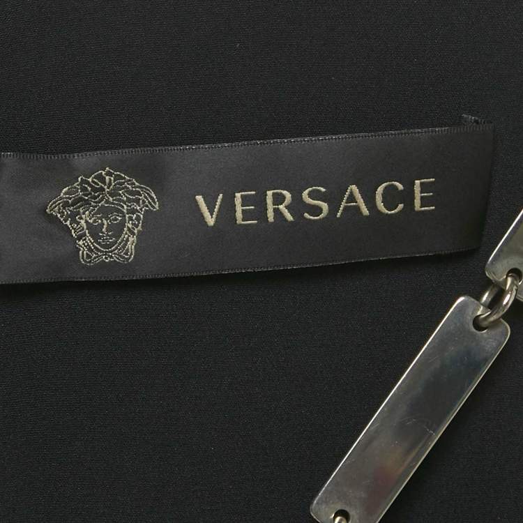 Pre Owned Versace Black Silk Metal Detail Short Dress S