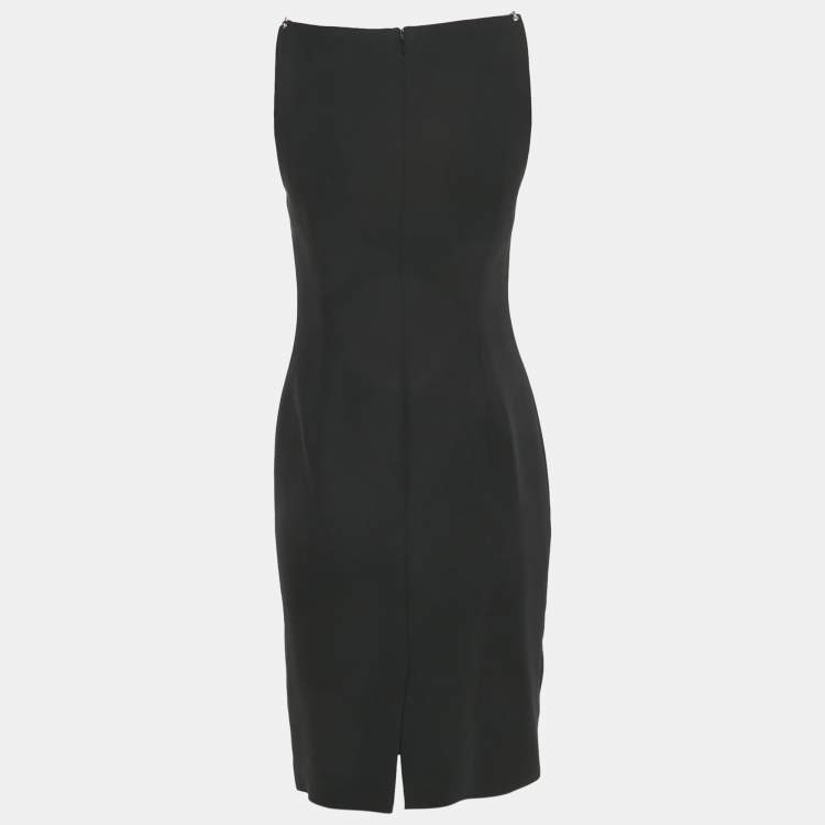 Pre Owned Versace Black Silk Metal Detail Short Dress S