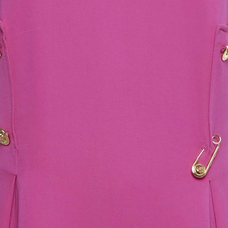 Pre Owned Versace Pink Crepe Medusa Detail Sheath Dress M