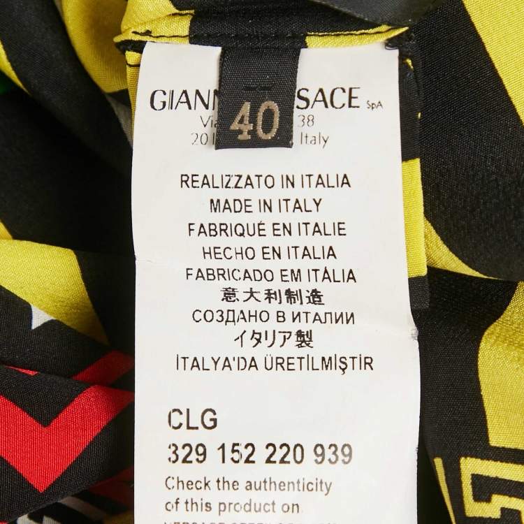 Pre Owned Versace Black Printed Silk Tunic Top S