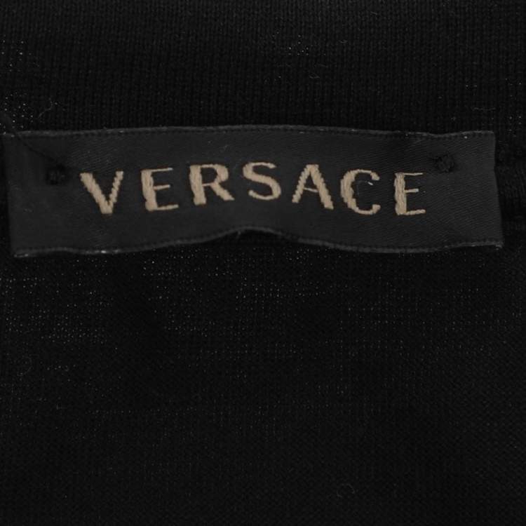 Pre Owned Versace Black Logo Embroidery Cotton Crew Neck T-Shirt M