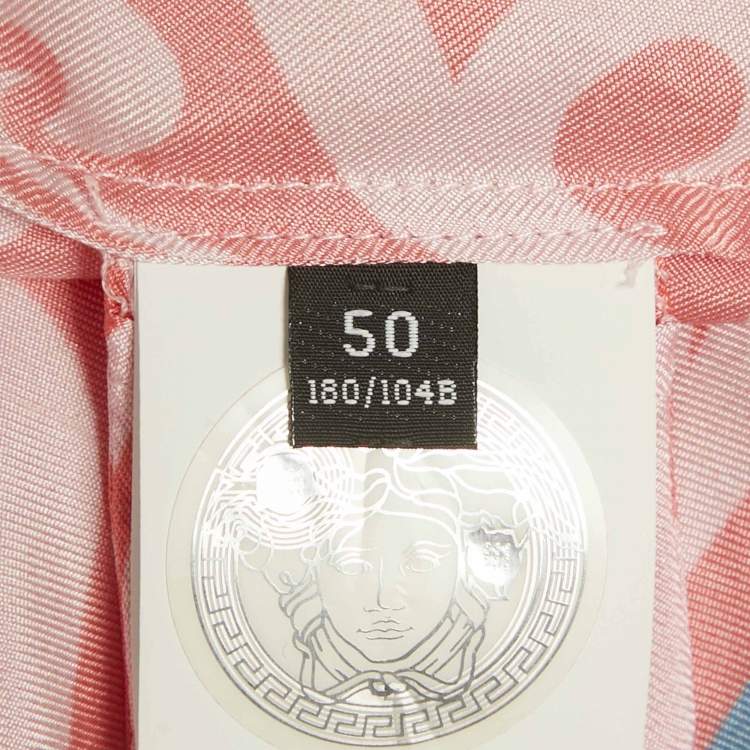 Pre Owned Versace Pink Printed Silk Medusa Music Shirt XL  