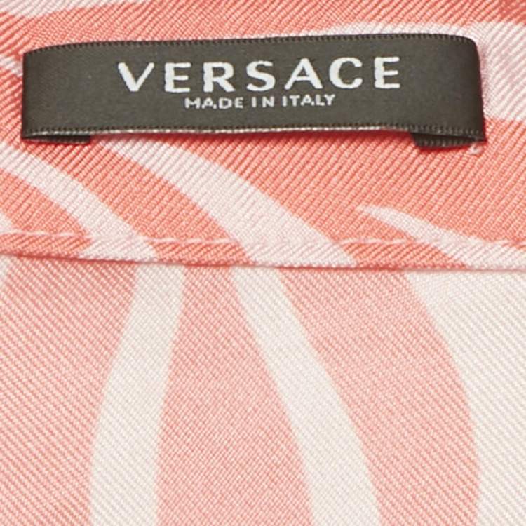 Pre Owned Versace Pink Printed Silk Medusa Music Shirt XL  