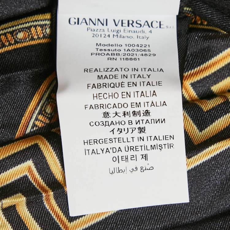 Pre Owned Versace Black La Coupe des Dieux Print Silk Pleated Midi Skirt M
