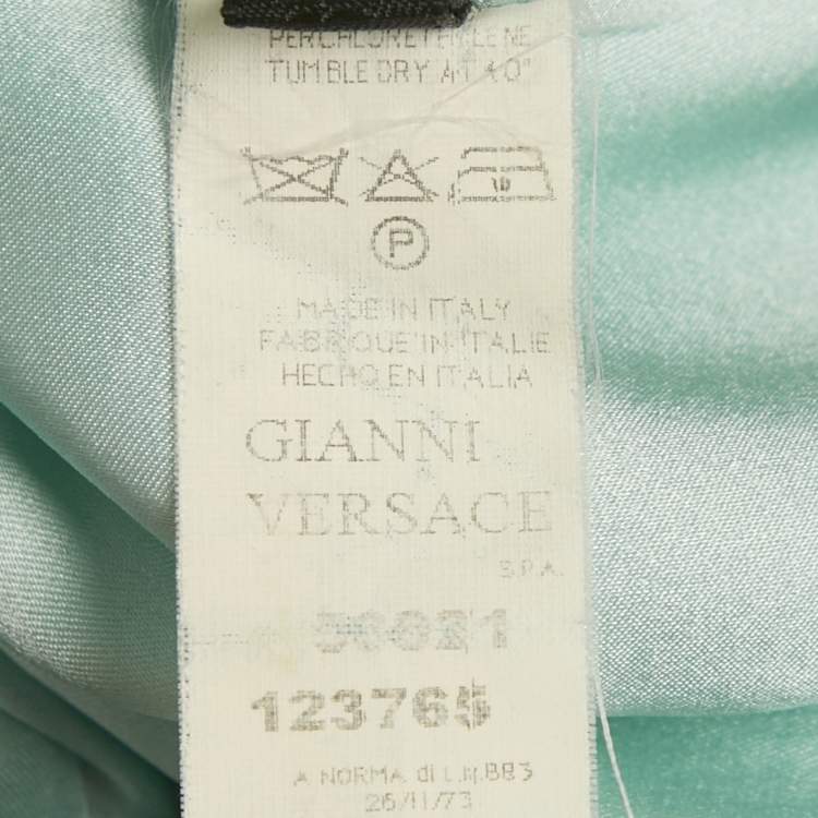 Pre Owned Versace Mint Green Satin V-Neck Short Dress S