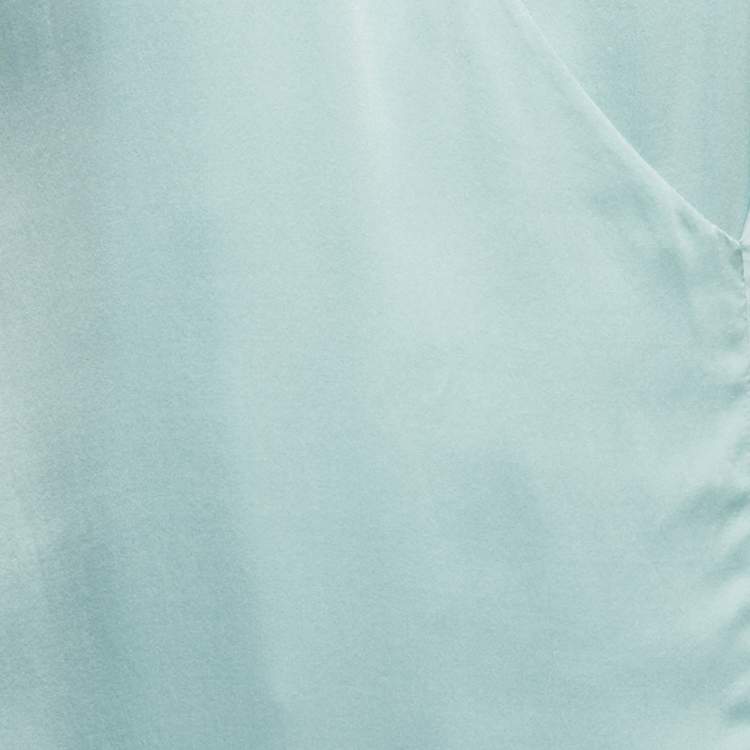 Pre Owned Versace Mint Green Satin V-Neck Short Dress S