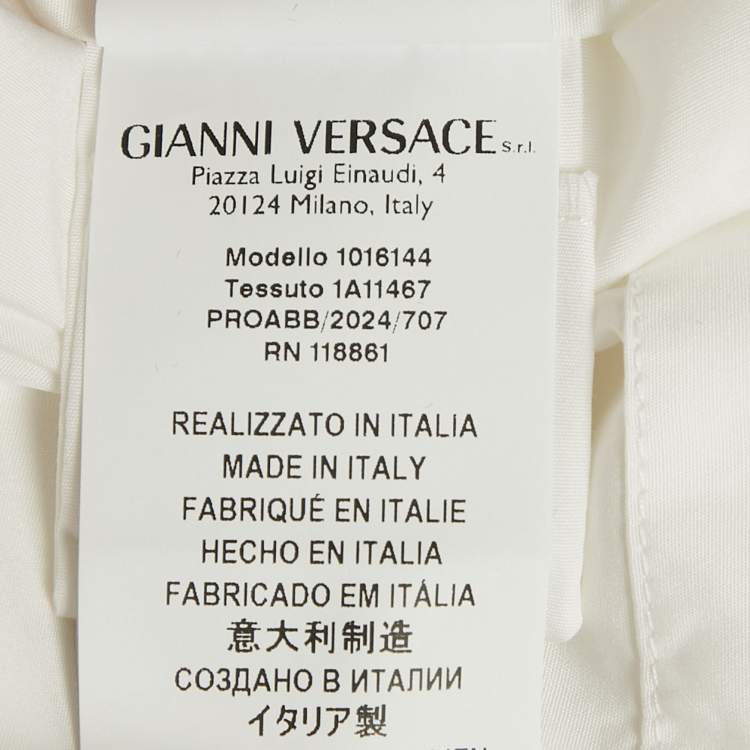 مملوكة مسبقًا Versace White Cotton Poplin Short Sleeve Sangallo Shirt S