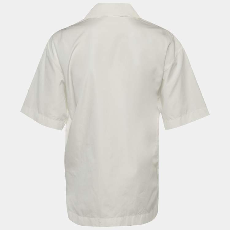 مملوكة مسبقًا Versace White Cotton Poplin Short Sleeve Sangallo Shirt S