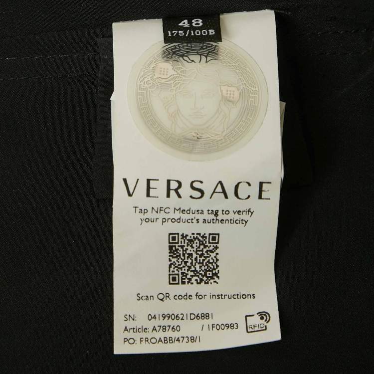 Pre Owned Versace Multicolor Printed Satin Silk Lace Trimmed Crop Top L