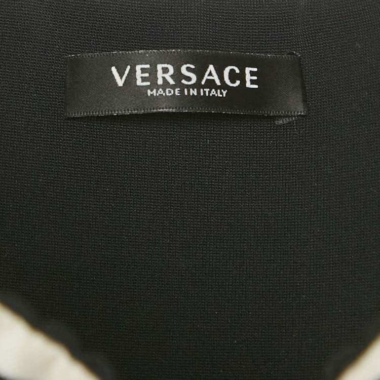 Pre Owned Versace Multicolor Printed Satin Silk Lace Trimmed Crop Top L