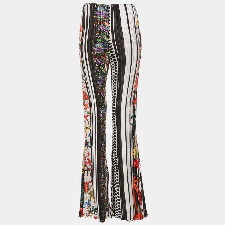 Pre Owned Versace Multicolor Printed Plisse Trousers M