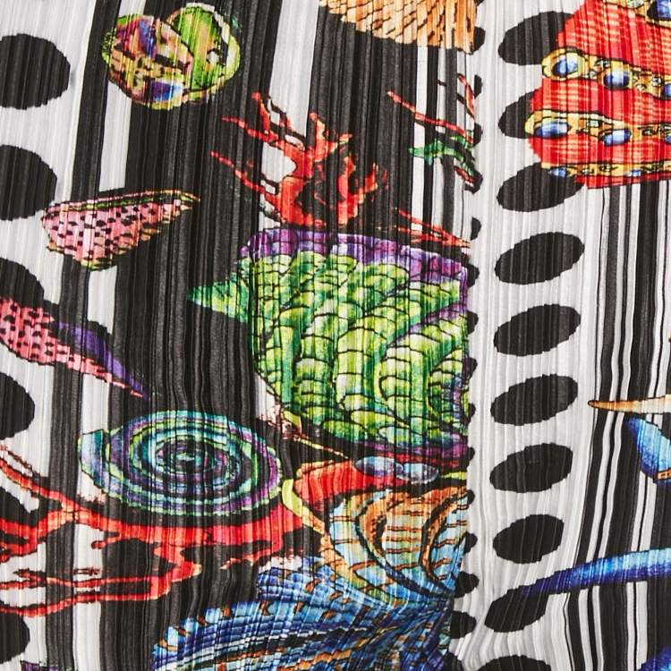 Pre Owned Versace Multicolor Printed Plisse Trousers M