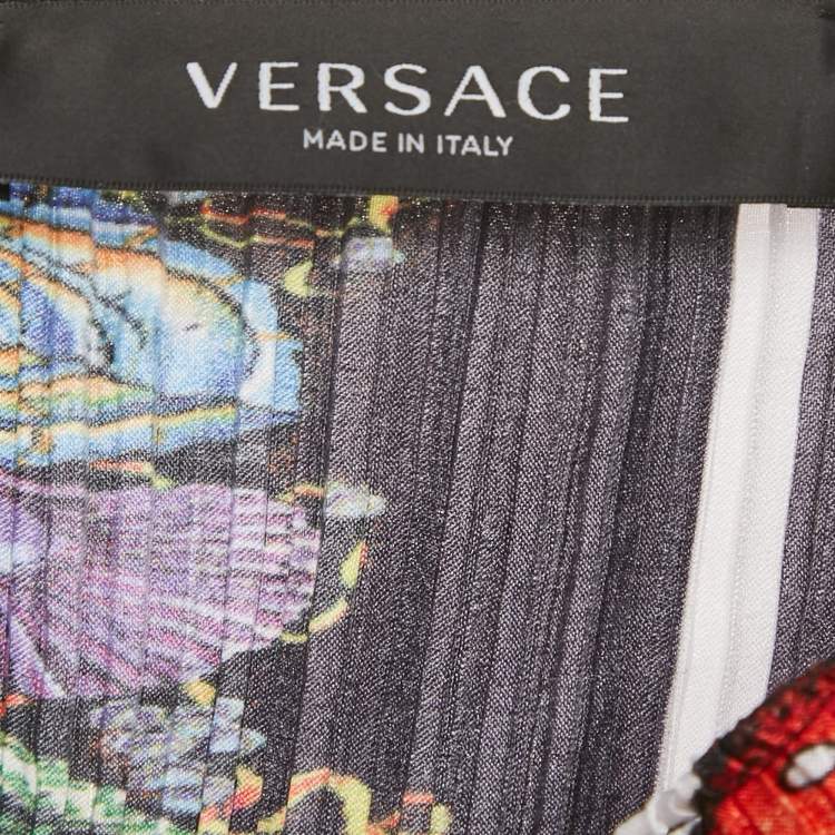 Pre Owned Versace Multicolor Printed Plisse Trousers M