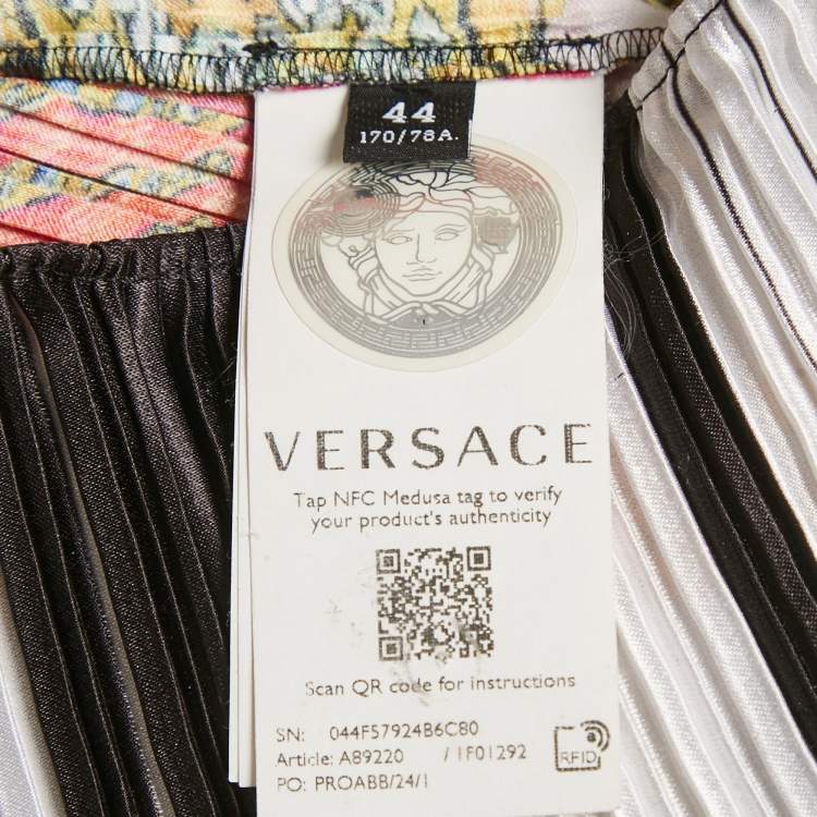 Pre Owned Versace Multicolor Printed Plisse Trousers M