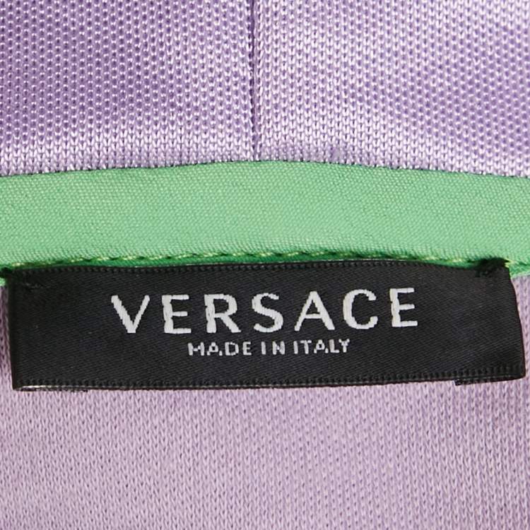 Pre Owned Versace Lilac /Green Baroque Mosaic Print Cotton Hooded Sweatshirt M 