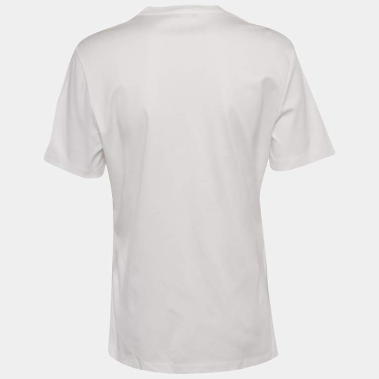 Pre Owned Versace White Cotton Medusa Butterfly Embellished Crew Neck T-Shirt M