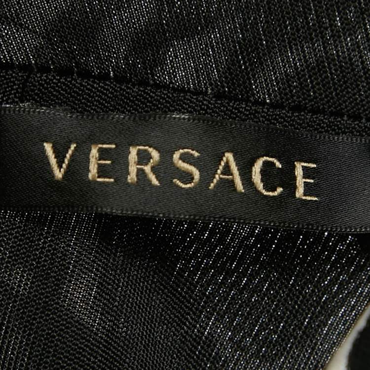 Pre Owned Versace Black/White Printed Jersey Bodysuit L