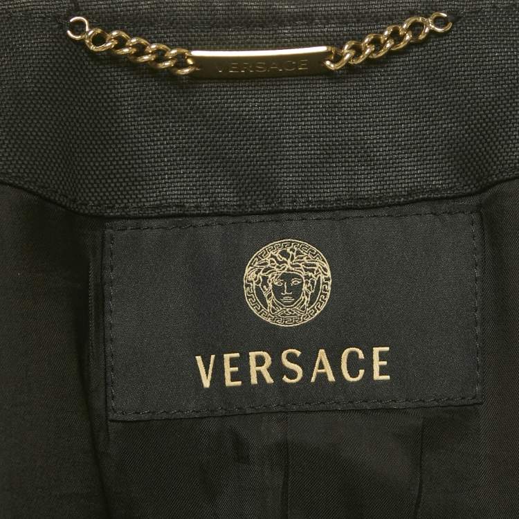 Pre Owned Versace Black Cotton Blend Button Front Jacket M