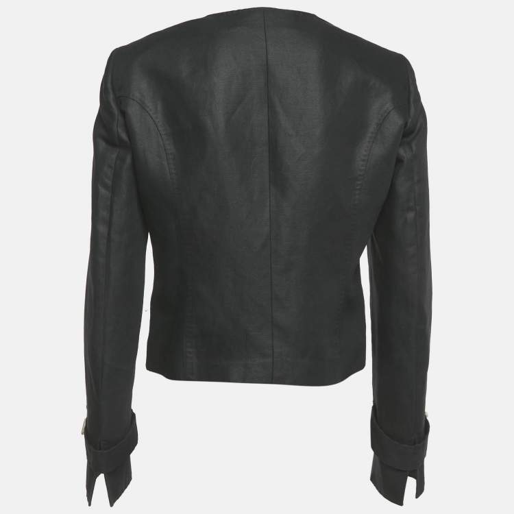 Pre Owned Versace Black Cotton Blend Button Front Jacket M