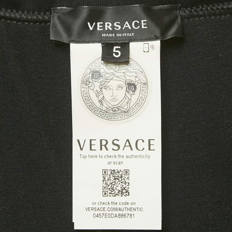 Pre Owned Versace Black Greca Trim Jersey Joggers L