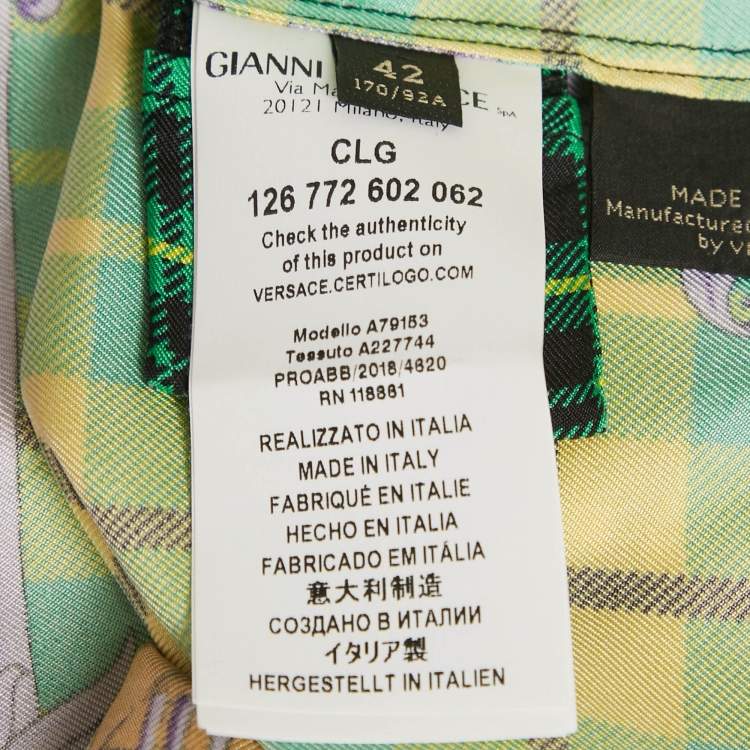 Pre Owned Versace Multicolor Tartan Check 'The Clans' Silk Shirt M