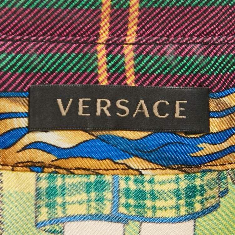 Pre Owned Versace Multicolor Tartan Check 'The Clans' Silk Shirt M