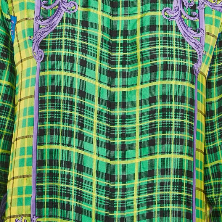 Pre Owned Versace Multicolor Tartan Check 'The Clans' Silk Shirt M
