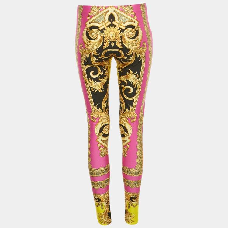 Pre Owned Versace Multicolor Printed Jersey Leggings L