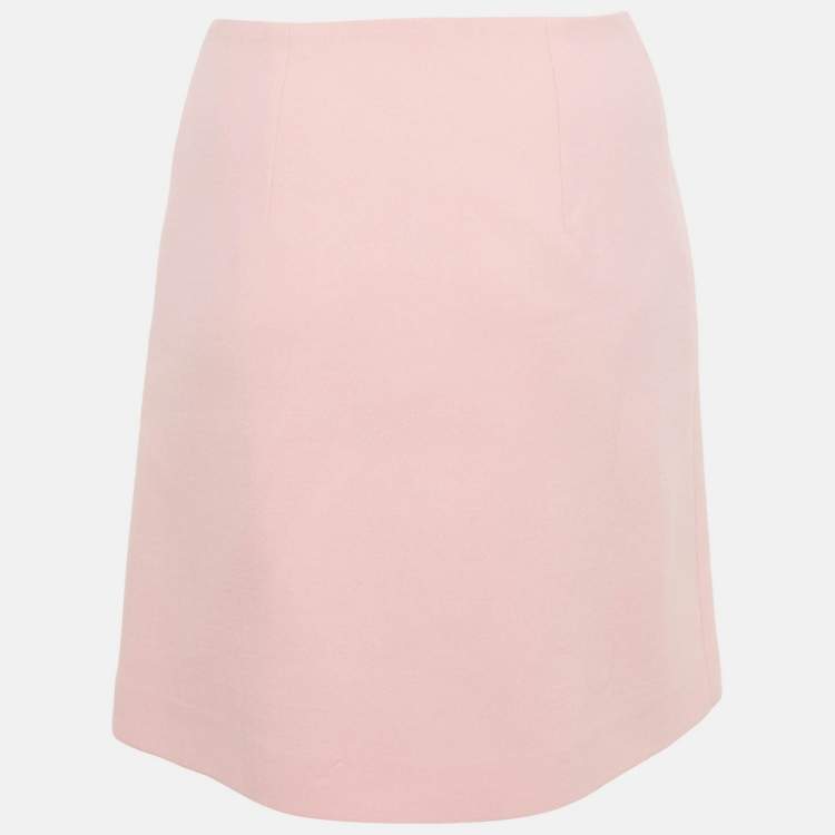 مملوكة مسبقًا Versace Pink Wool Medusa Button Mini Skirt S