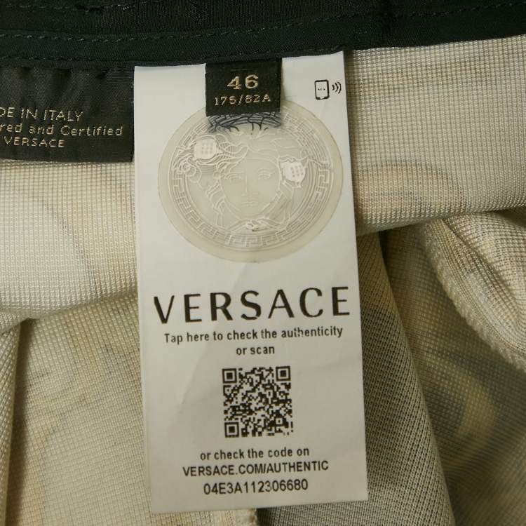 Pre Owned Versace White/Yellow Rodeo Barocco Print Jersey Leggings L